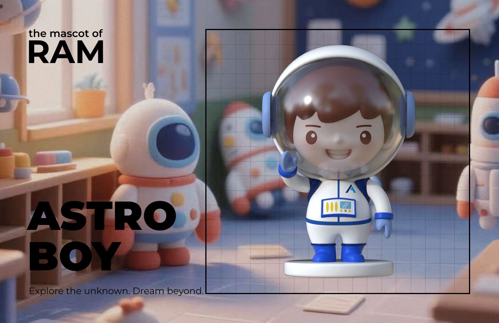 Animated RAM mascot floating in space